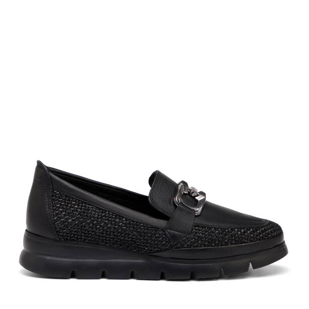 Siyah Deri-Tekstil Kadın Loafer - K26I1AY68601-H54 