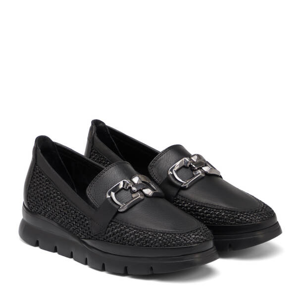 Siyah Deri-Tekstil Kadın Loafer - K26I1AY68601-H54 - 2