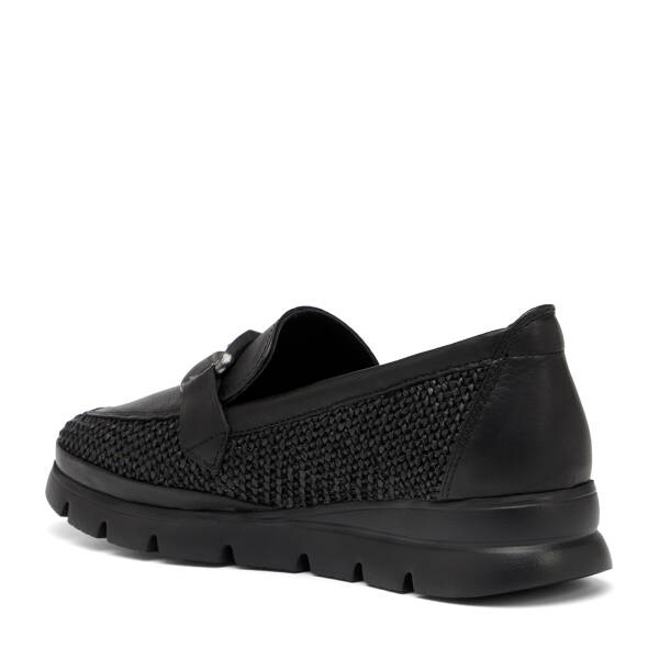 Siyah Deri-Tekstil Kadın Loafer - K26I1AY68601-H54 - 4