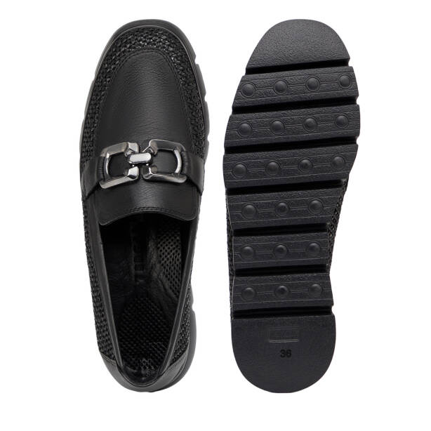 Siyah Deri-Tekstil Kadın Loafer - K26I1AY68601-H54 - 6