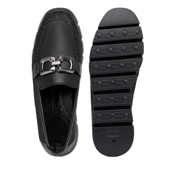 Siyah Deri-Tekstil Kadın Loafer - K26I1AY68601-H54 - 6