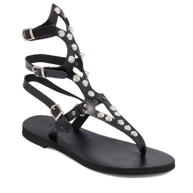 Siyah Deri - Tekstil Kadın Sandalet - K24Y1SN67418-A23 - 1