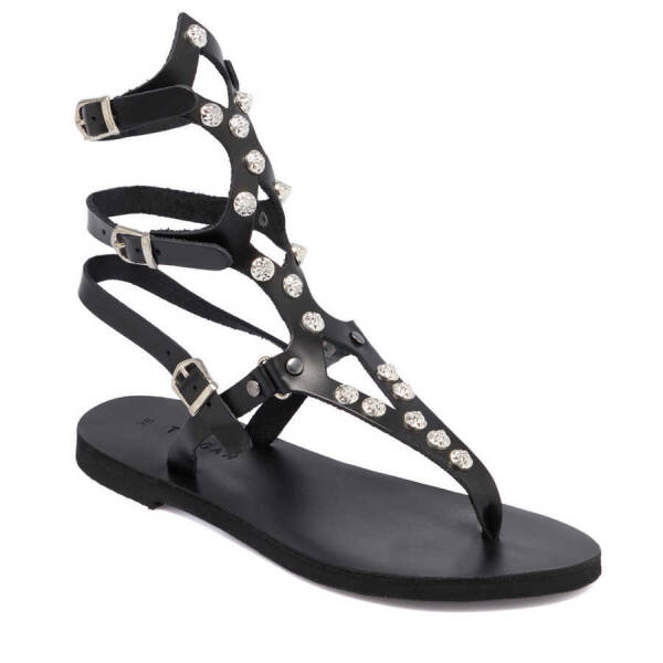 Siyah Deri - Tekstil Kadın Sandalet - K24Y1SN67418-A23 - 1