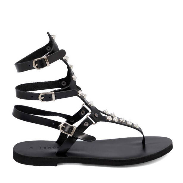 Siyah Deri - Tekstil Kadın Sandalet - K24Y1SN67418-A23 - 3