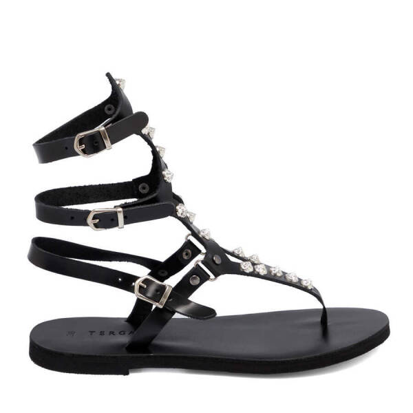 Siyah Deri - Tekstil Kadın Sandalet - K24Y1SN67418-A23 - 3