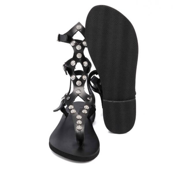 Siyah Deri - Tekstil Kadın Sandalet - K24Y1SN67418-A23 - 4