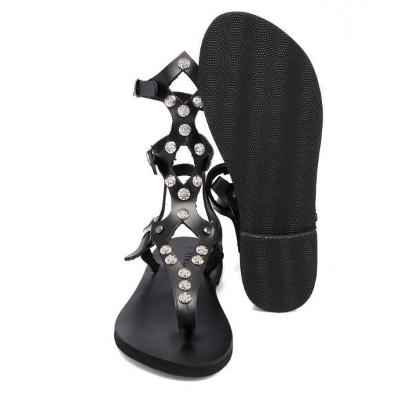 Siyah Deri - Tekstil Kadın Sandalet - K24Y1SN67418-A23 - 4