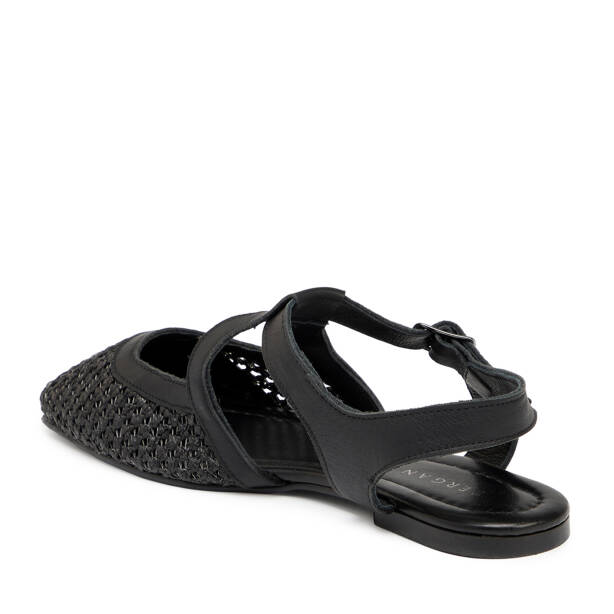 Siyah Deri - Tekstil Kadın Sandalet - K25Y1SN68073-A23 - 3