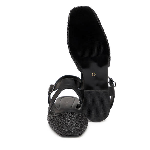Siyah Deri - Tekstil Kadın Sandalet - K25Y1SN68073-A23 - 4