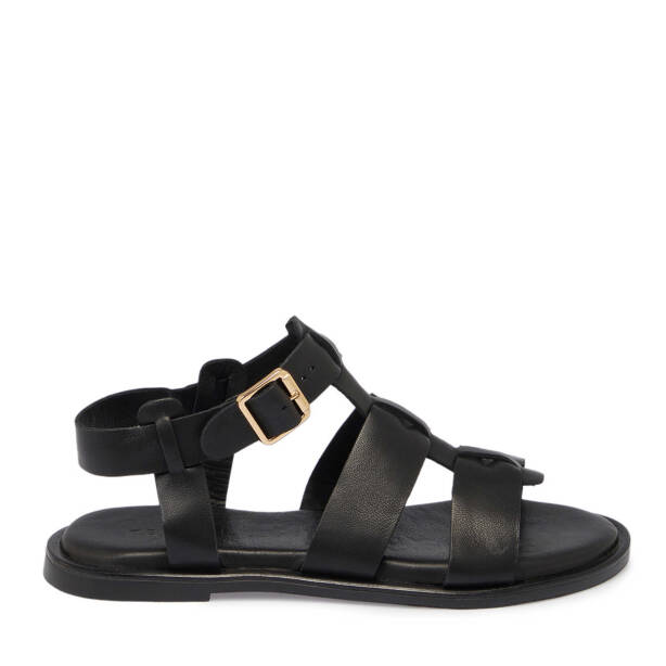 Siyah Deri - Tekstil Kadın Sandalet - K25Y1SN68111-A23 