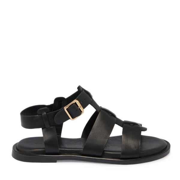 Siyah Deri - Tekstil Kadın Sandalet - K25Y1SN68111-A23 - 1