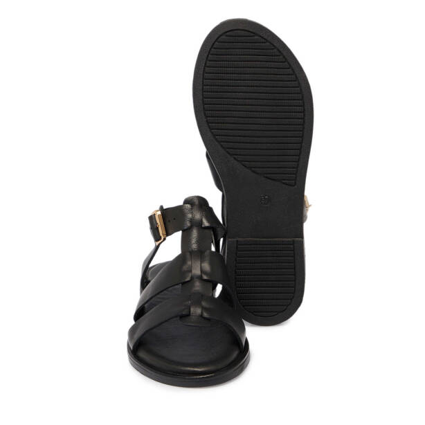 Siyah Deri - Tekstil Kadın Sandalet - K25Y1SN68111-A23 - 4