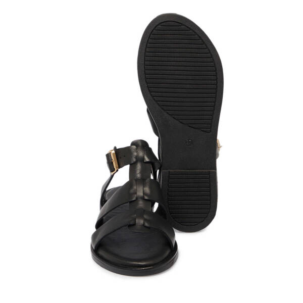 Siyah Deri - Tekstil Kadın Sandalet - K25Y1SN68111-A23 - 4