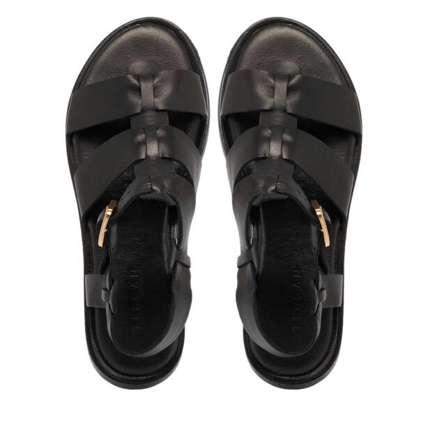 Siyah Deri - Tekstil Kadın Sandalet - K25Y1SN68111-A23 - 5