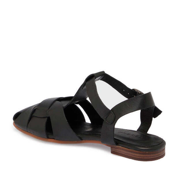 Siyah Deri - Tekstil Kadın Sandalet - K25Y1SN68112-A23 - 3