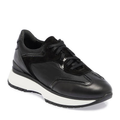  Siyah Deri-Tekstil Kadın Sneaker - K24I1AY67492-A23 