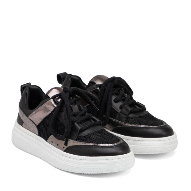 Siyah Deri-Tekstil Kadın Sneaker - K25I1AY67901-A23 - 2