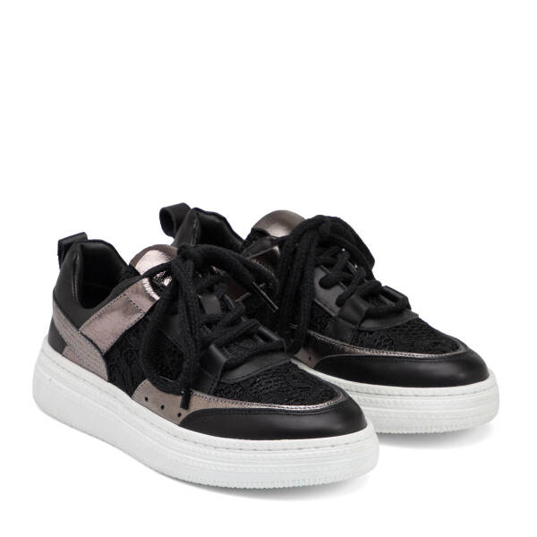 Siyah Deri-Tekstil Kadın Sneaker - K25I1AY67901-A23 - 2