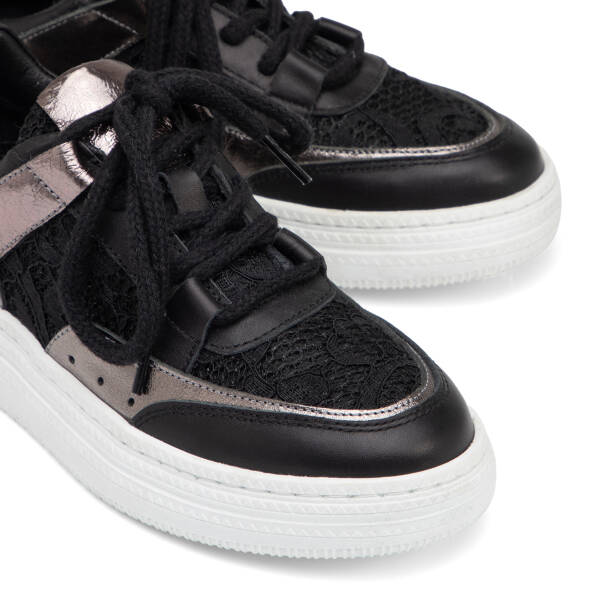 Siyah Deri-Tekstil Kadın Sneaker - K25I1AY67901-A23 - 3