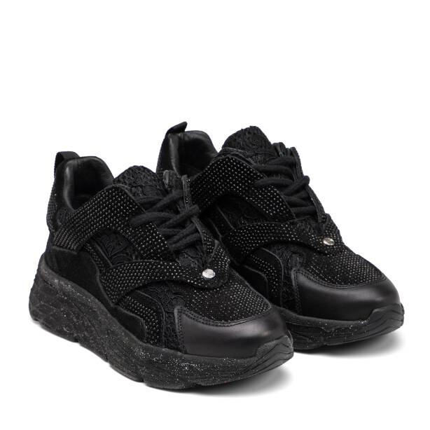 Siyah Deri-Tekstil Kadın Sneaker - K25I1AY67902-A23 - 2