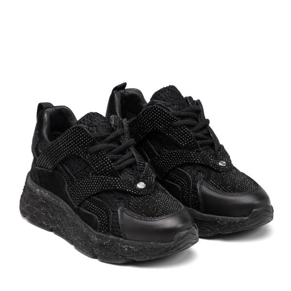 Siyah Deri-Tekstil Kadın Sneaker - K25I1AY67902-A23 - 2