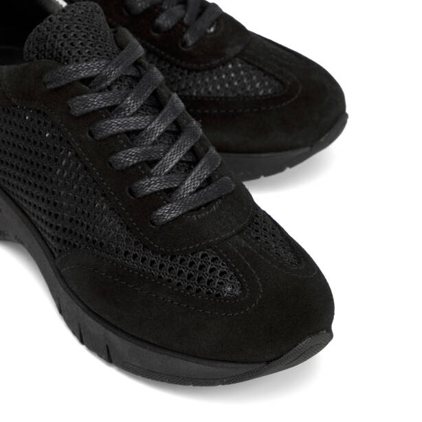 Siyah Deri-Tekstil Kadın Sneaker - K26I1AY68621-A01 - 3
