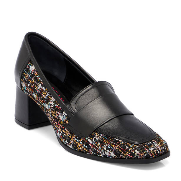 Siyah Deri - Tekstil Kadın Topuklu Ayakkabı - K25S1AY68339-A23 