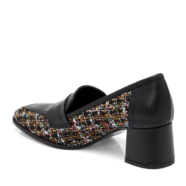 Siyah Deri - Tekstil Kadın Topuklu Ayakkabı - K25S1AY68339-A23 - 2