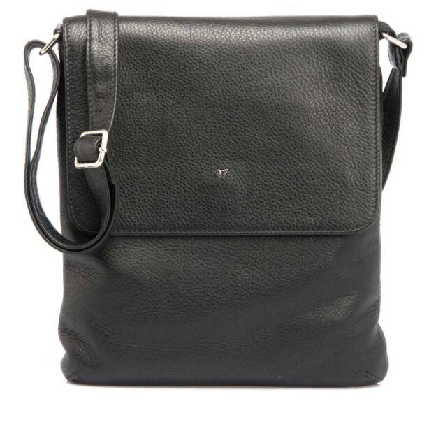 Siyah Hakiki Deri Unisex Çapraz Askılı Çanta - S1AC00002942-A85 - Tergan