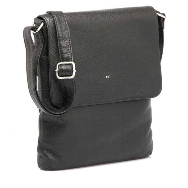 Siyah Hakiki Deri Unisex Çapraz Askılı Çanta - S1AC00002942-A85 - Tergan