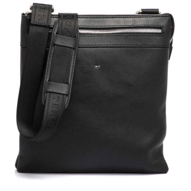 Siyah Hakiki Deri Unisex Çapraz Askılı Çanta - S1AC00021107-A85 - Tergan