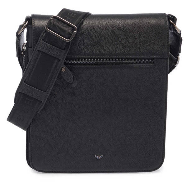 Siyah Hakiki Deri Unisex Çapraz Askılı Çanta - S1AC00021185-A6F - Tergan