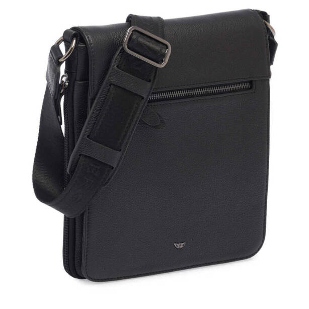 Siyah Hakiki Deri Unisex Çapraz Askılı Çanta - S1AC00021185-A6F - Tergan