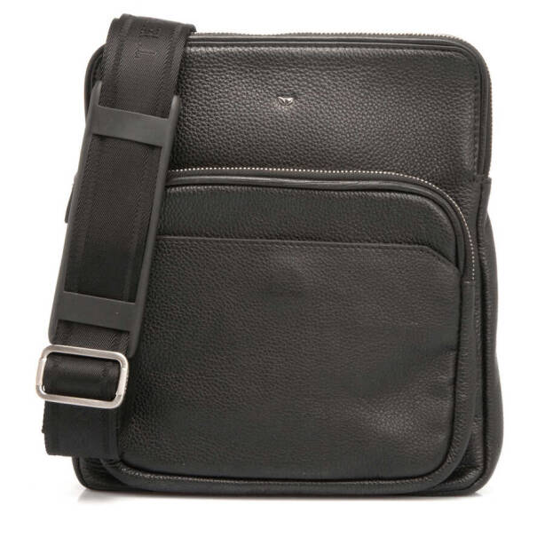 Siyah Hakiki Deri Unisex Çapraz Askılı Çanta - S1AC00021188-A6F - Tergan