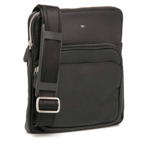 Siyah Hakiki Deri Unisex Çapraz Askılı Çanta - S1AC00021188-A6F - Tergan