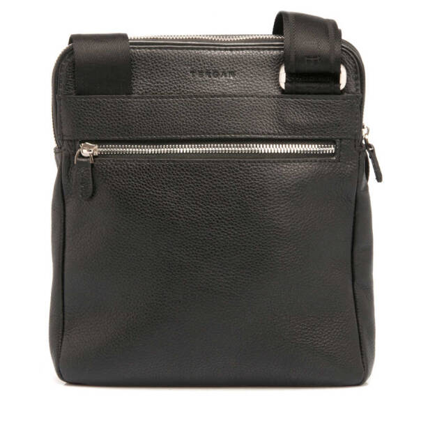 Siyah Hakiki Deri Unisex Çapraz Askılı Çanta - S1AC00021188-A6F - Tergan