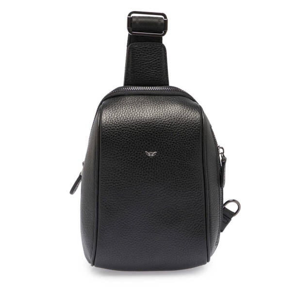 Siyah Hakiki Deri Unisex Çapraz Askılı Çanta - S1AC00021511-A41 - Tergan