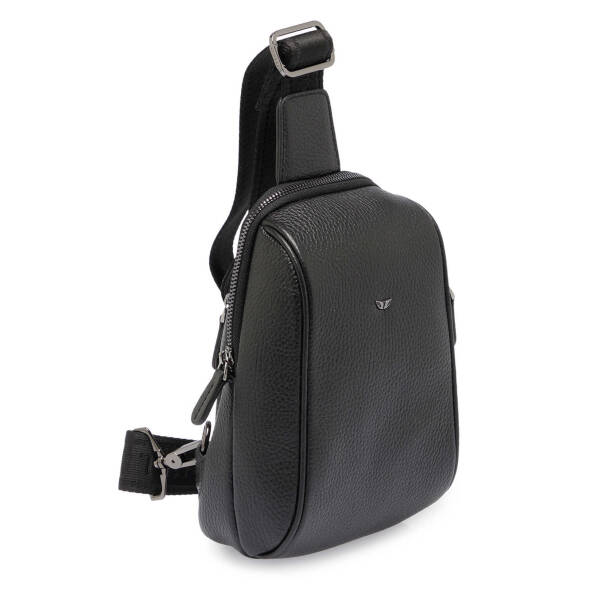 Siyah Hakiki Deri Unisex Çapraz Askılı Çanta - S1AC00021511-A41 - Tergan
