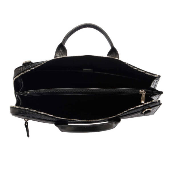 Siyah Hakiki Deri Unisex Evrak Çantası - S1EV00021218-I5C - 4