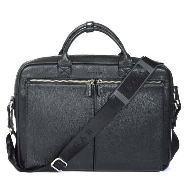 Siyah Hakiki Deri Unisex Laptop Çantası - S1LC00002897-A41 - Tergan