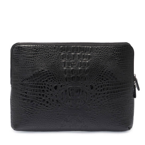 Siyah Hakiki Deri Unisex Laptop Çantası - S1LC00002951-A03 - Tergan