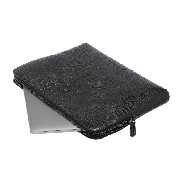 Siyah Hakiki Deri Unisex Laptop Çantası - S1LC00002951-A03 - Tergan