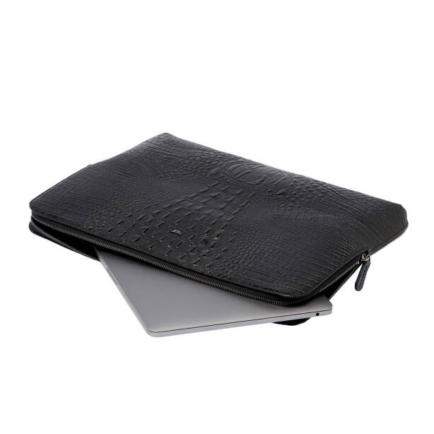 Siyah Hakiki Deri Unisex Laptop Çantası - S1LC00002952-A03 - Tergan
