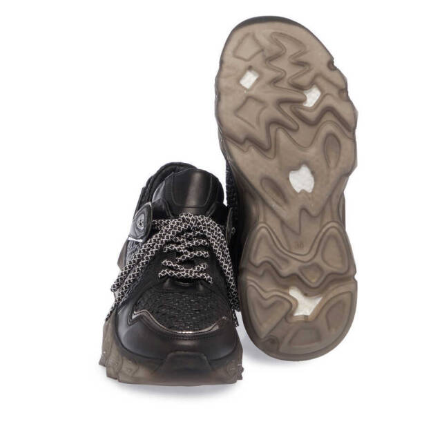 Siyah Deri - Vegan Kadın Sneaker - K24I1AY67342-A23 - 4