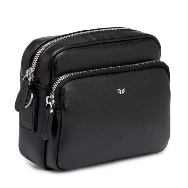 Siyah Hakiki Deri Erkek Çapraz Askılı Çanta - S1AC00021542-A85 - 2