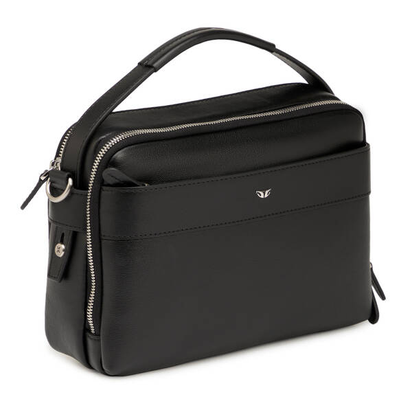 Siyah Hakiki Deri Erkek Çapraz Askılı Çanta - S1AC00021545-A85 - 2