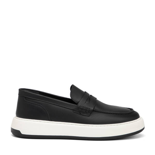 Siyah Hakiki Deri Erkek Loafer - E26I1AY57628-A23 - 1