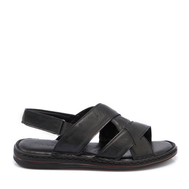 Siyah Hakiki Deri Erkek Sandalet - E26Y1SN57603-A23 - 1