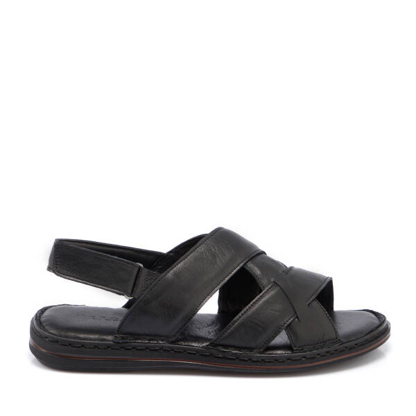Siyah Hakiki Deri Erkek Sandalet - E26Y1SN57603-A23 - 1