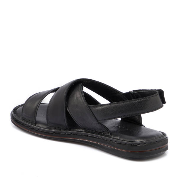 Siyah Hakiki Deri Erkek Sandalet - E26Y1SN57603-A23 - 3